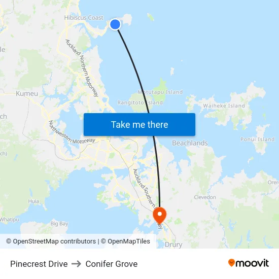 Pinecrest Drive to Conifer Grove map