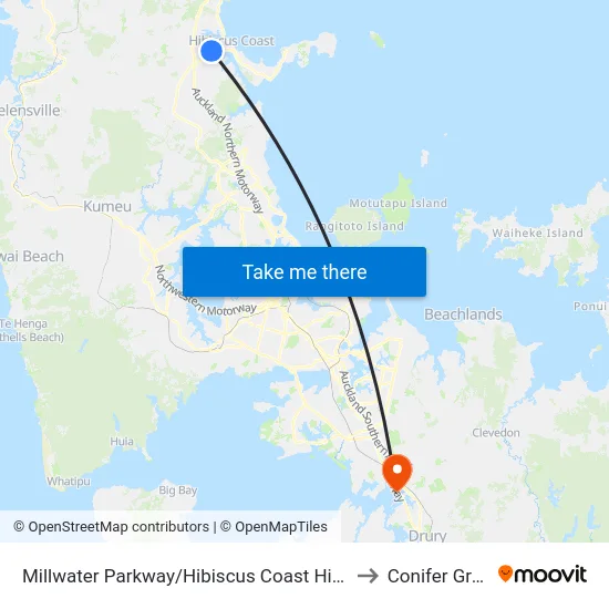 Millwater Parkway/Hibiscus Coast Highway to Conifer Grove map