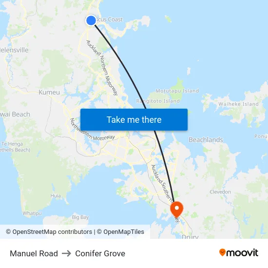 Manuel Road to Conifer Grove map