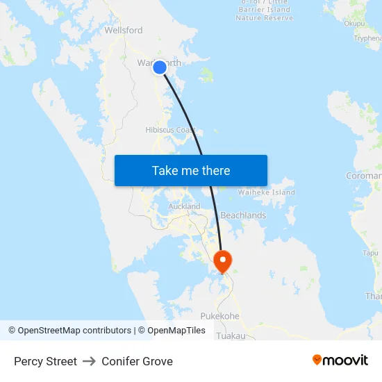 Percy Street to Conifer Grove map