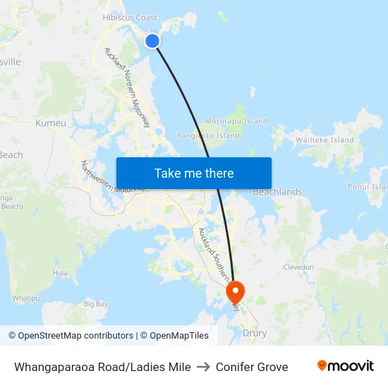 Whangaparaoa Road/Ladies Mile to Conifer Grove map