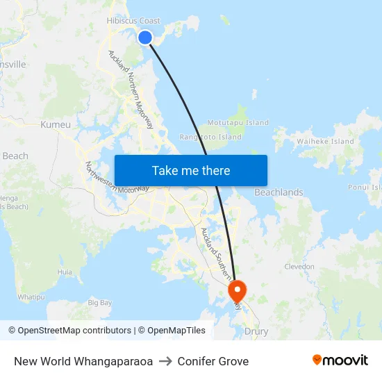 New World Whangaparaoa to Conifer Grove map
