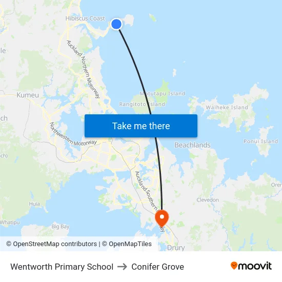 Wentworth Primary School to Conifer Grove map