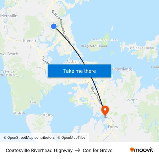 Coatesville Riverhead Highway to Conifer Grove map