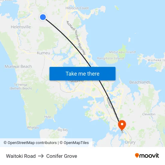 Waitoki Road to Conifer Grove map