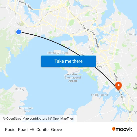 Rosier Road to Conifer Grove map