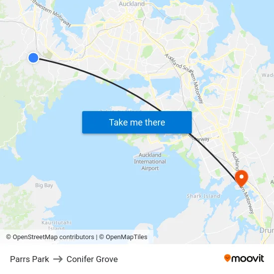 Parrs Park to Conifer Grove map