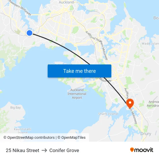 25 Nikau Street to Conifer Grove map