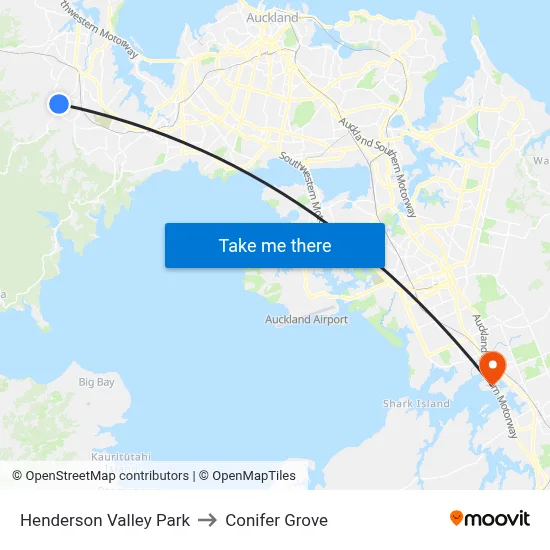 Henderson Valley Park to Conifer Grove map