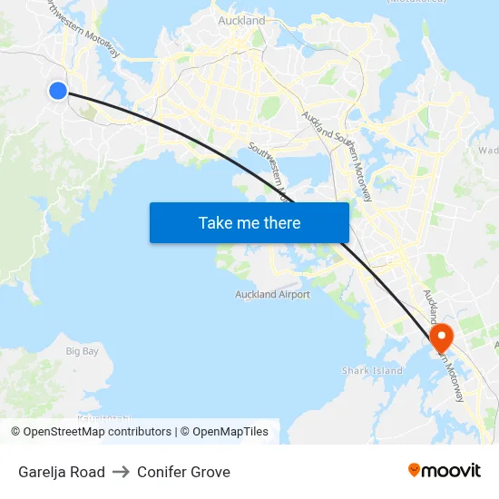 Garelja Road to Conifer Grove map