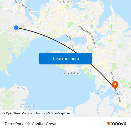 Parrs Park to Conifer Grove map