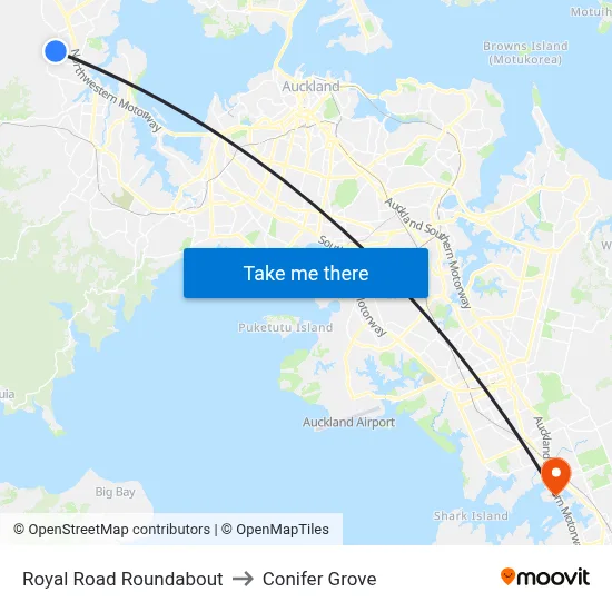 Royal Road Roundabout to Conifer Grove map