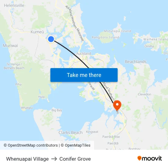 Whenuapai Village to Conifer Grove map