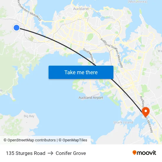 135 Sturges Road to Conifer Grove map