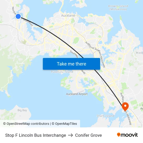 Stop F Lincoln Bus Interchange to Conifer Grove map