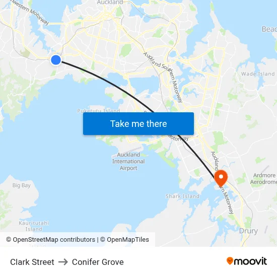 Clark Street to Conifer Grove map