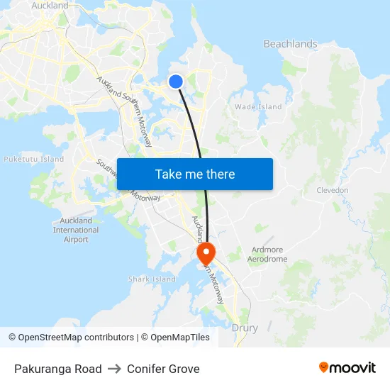 Pakuranga Road to Conifer Grove map