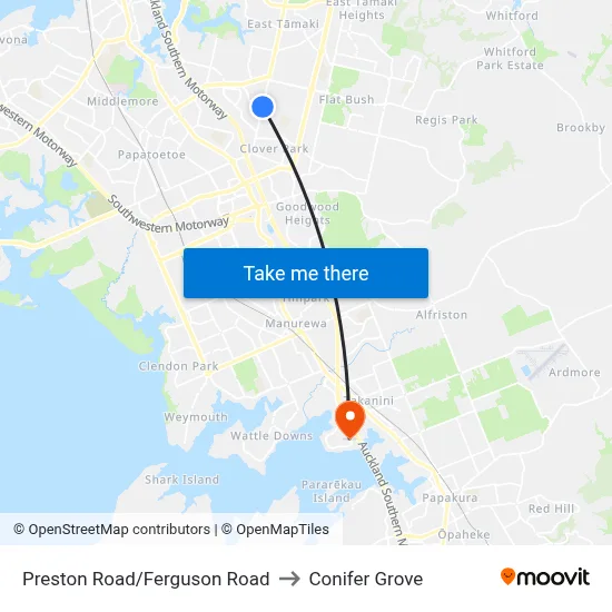 Preston Road/Ferguson Road to Conifer Grove map