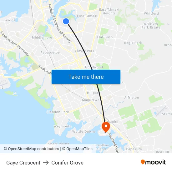Gaye Crescent to Conifer Grove map