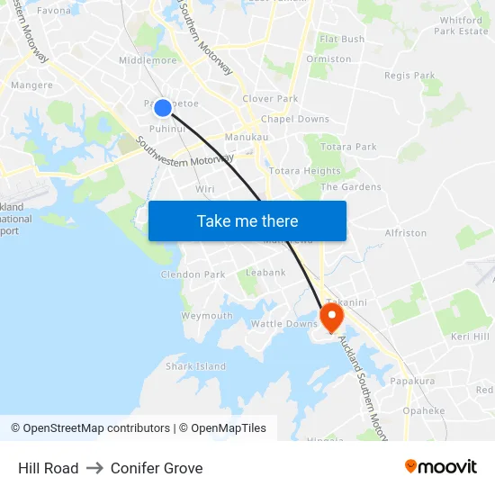 Hill Road to Conifer Grove map