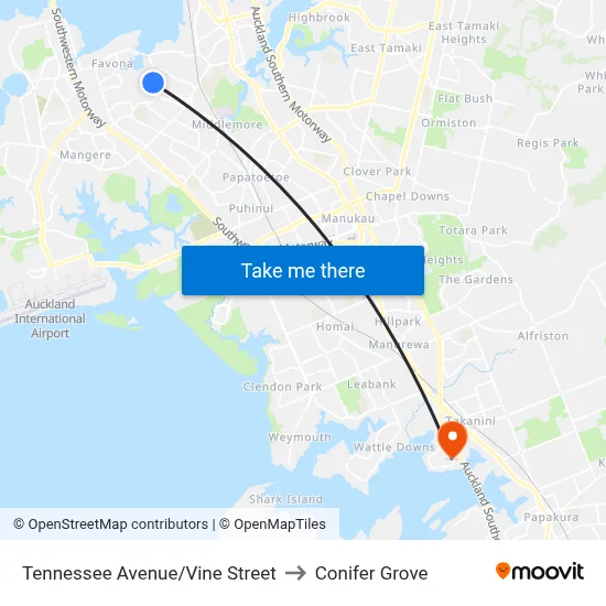 Tennessee Avenue/Vine Street to Conifer Grove map