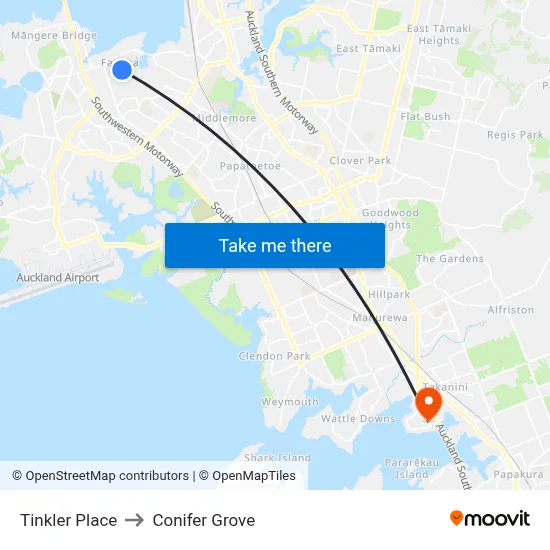 Tinkler Place to Conifer Grove map