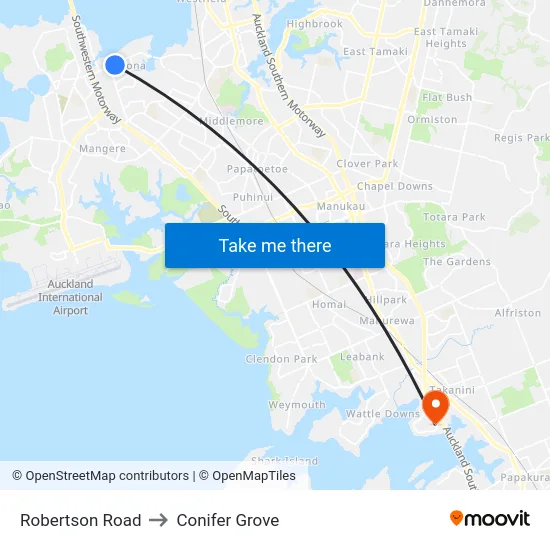 Robertson Road to Conifer Grove map