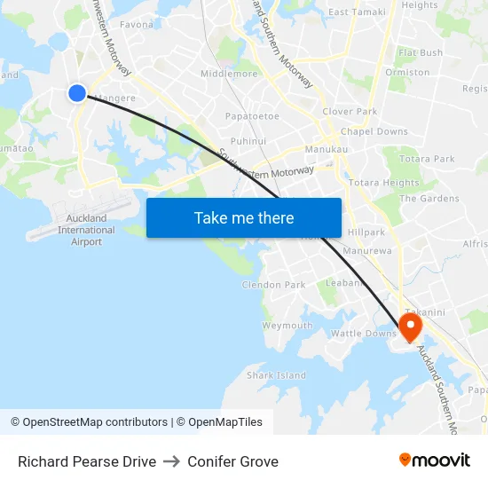 Richard Pearse Drive to Conifer Grove map