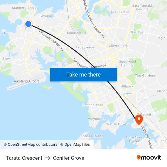 Tarata Crescent to Conifer Grove map
