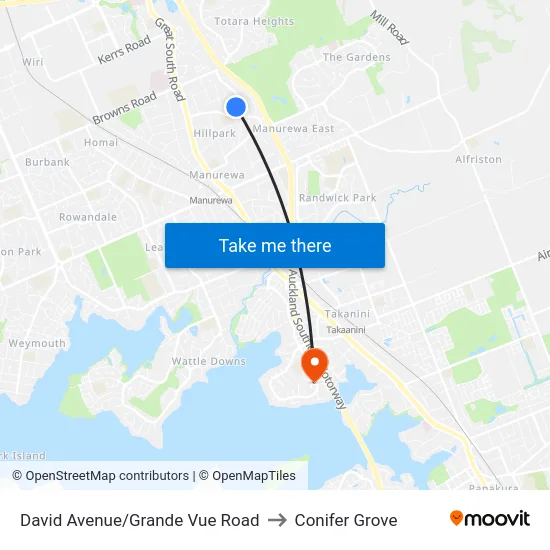 David Avenue/Grande Vue Road to Conifer Grove map