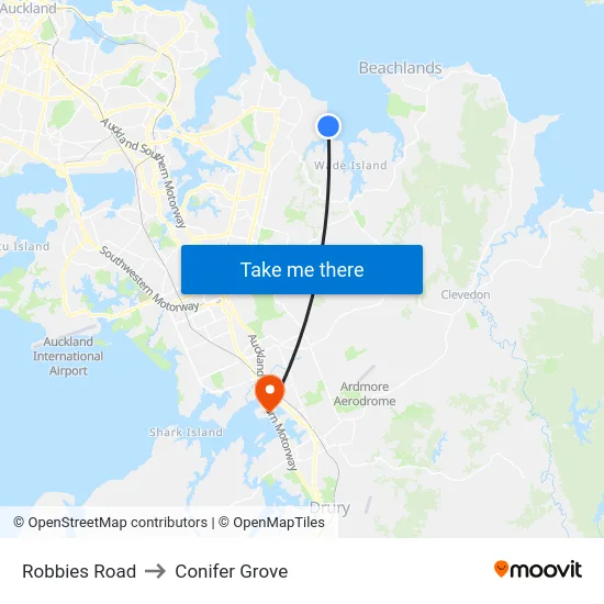Robbies Road to Conifer Grove map