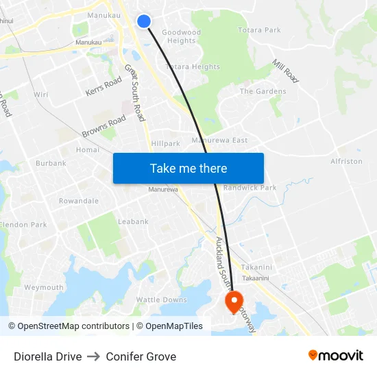 Diorella Drive to Conifer Grove map