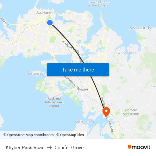 Khyber Pass Road to Conifer Grove map