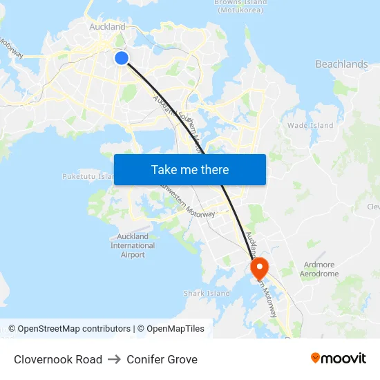 Clovernook Road to Conifer Grove map
