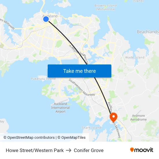Howe Street/Western Park to Conifer Grove map
