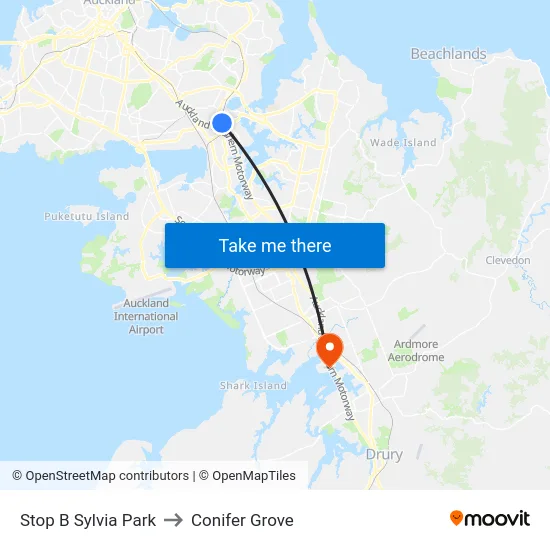 Stop B Sylvia Park to Conifer Grove map