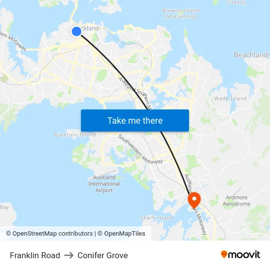Franklin Road to Conifer Grove map