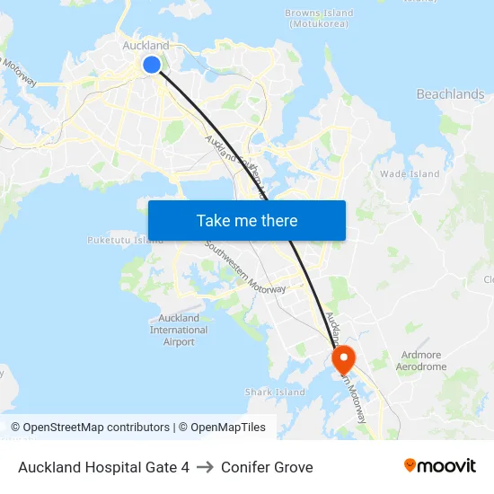 Auckland Hospital Gate 4 to Conifer Grove map