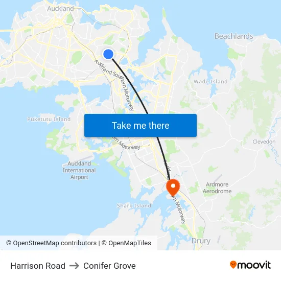 Harrison Road to Conifer Grove map