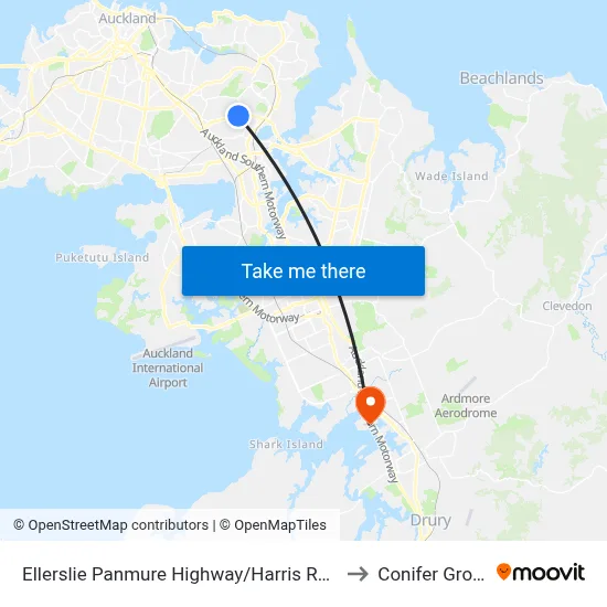 Ellerslie Panmure Highway/Harris Road to Conifer Grove map