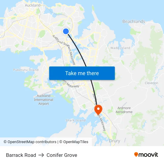 Barrack Road to Conifer Grove map