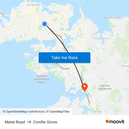 Matai Road to Conifer Grove map