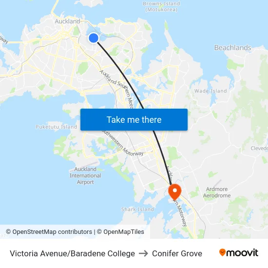 Victoria Avenue/Baradene College to Conifer Grove map