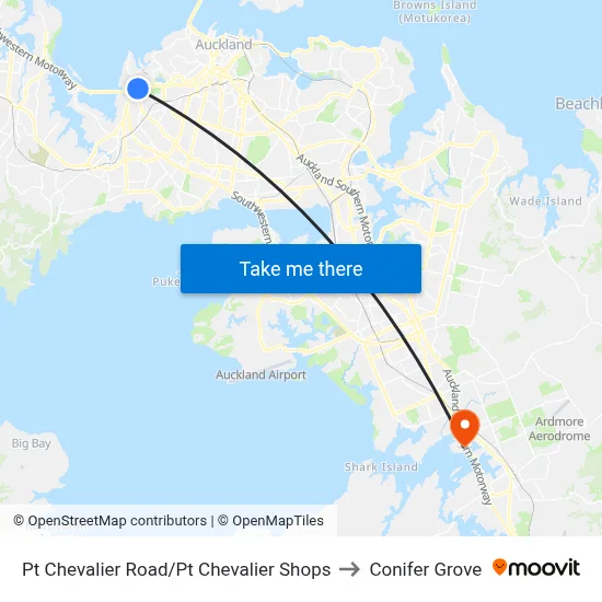 Pt Chevalier Road/Pt Chevalier Shops to Conifer Grove map