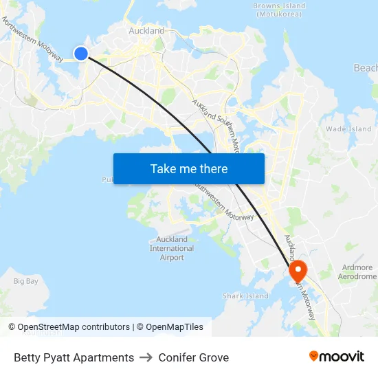 Betty Pyatt Apartments to Conifer Grove map