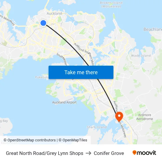 Great North Road/Grey Lynn Shops to Conifer Grove map