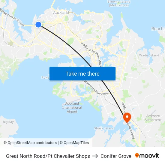 Great North Road/Pt Chevalier Shops to Conifer Grove map