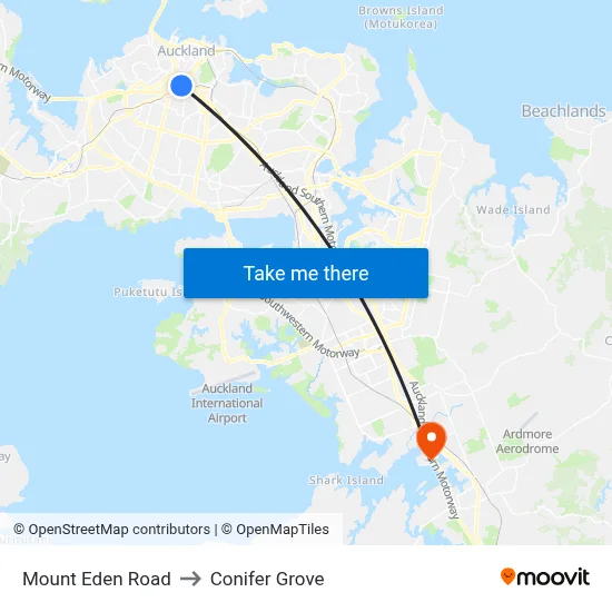 Mount Eden Road to Conifer Grove map