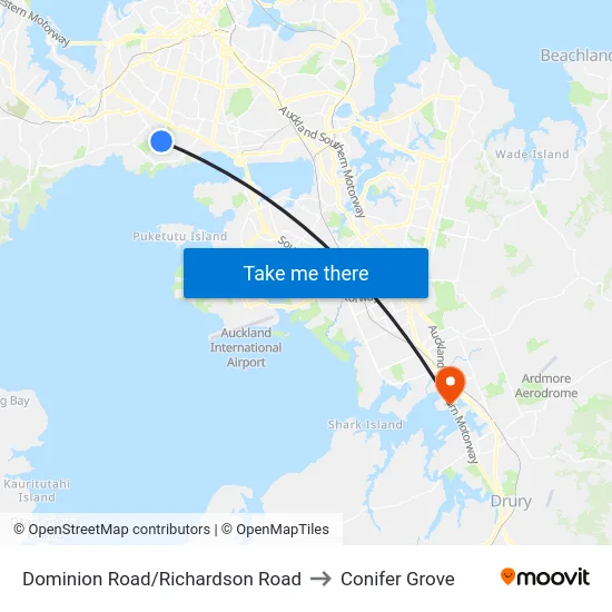 Dominion Road/Richardson Road to Conifer Grove map