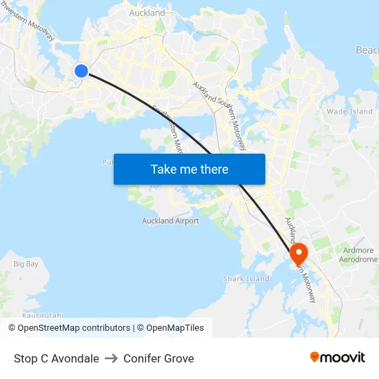 Stop C Avondale to Conifer Grove map